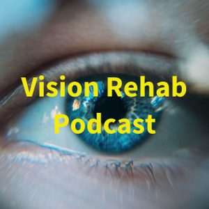 Vision Rehab Podcast logo closeup of an eye